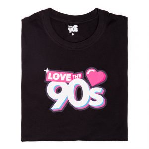 Camiseta Love the 90s Logo negra doblada frontal
